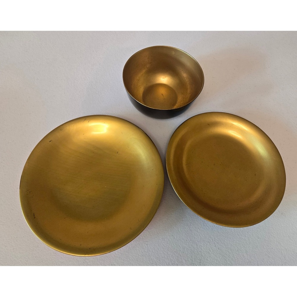 Antique Shen Shao An Lang Kee Foochow China Lacquerware 3pc Bowl Plate Set